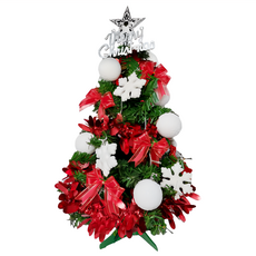 摩達客 特仕幸福型裝飾綠色聖誕樹 全套飾品超值組, 2尺/2呎/60cm, 雪花球正紅系