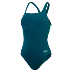Speedo Flex Band 女運動連身泳裝 湖水綠/青綠, 32
