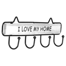 衣帽架 鑰匙架 四鈎 白色 門後掛勾牆面收納, 1個