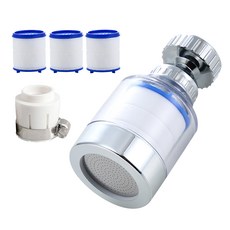 樂居家 廚房水龍頭過濾器 短款 + 轉接頭 + 濾心 3個, 1組