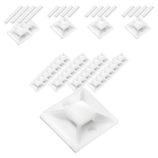 POLYWELL 寶利威爾 束帶固定座 3M背膠 PW15-T65-0182, 200個, 白色