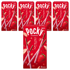 glico 格力高 Pocky 百奇 草莓粒粒巧克力棒，酥脆餅乾香濃巧克力包裹，日本原裝進口, 51g, 5盒