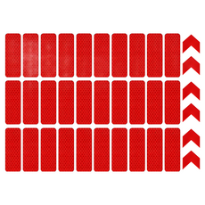 夜間反光貼紙 長方形 30p + 箭頭 6p 套組, 紅色