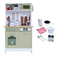 TEAMSON 小廚師 波士頓現代玩具廚房 - 綠色/白色, Olive Green, 1個, 56.5 x 30.5 x 95.3cm