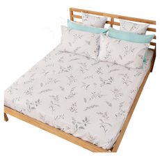 戀家小舖 40支精梳棉 兩用被套, 夢戀花都 白色 + 藍綠色