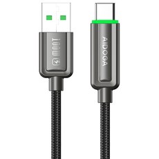 AIDOGA 艾迪伽 閃極系列 100W USB-A-Type-C智能斷電補電充電傳輸線, 槍黑色, 1條, 1.2m
