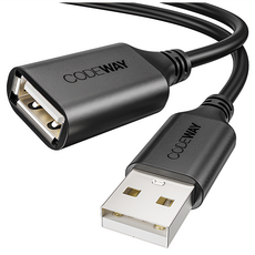 CODEWAY USB 2.0 480Mbps 公對母 高速傳輸延長線, 黑色, 10m, 1條