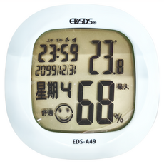 EDSDS 液晶顯示溫濕度計 可壁掛/可桌放, 白色, 1個
