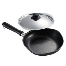 柳宗理 雙網紋單手鐵鍋 附蓋 18cm 086189, 單色, 1入