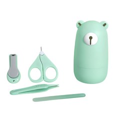 Meebill 幼兒用可愛指甲修剪組, 綠色小熊款, 1組