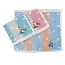 PETER RABBIT 比得兔 點點小方巾3件組 PR063, 粉紅色 + 薄荷綠色 + 粉藍色, 1組