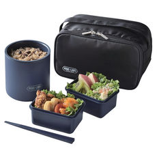 珍珠金屬 不鏽鋼便當罐 附袋, HC-7, 海軍藍, 520ml, 1個