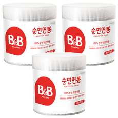 B&B 幼兒棉花棒 100%純棉, 200入, 3盒