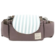 Shengpei 嬰兒寵物推車掛式儲物收納袋, 大容量, 防撞耐用, 外層防水設計, 直紋咖, 1個