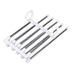 京太陽 不銹鋼褲架 升級版 防滑可折疊 水平垂直掛 五合一收納, 優雅白, 1個