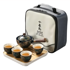 小康泡 360度旅行包茶具組, 一壺四杯 + 收納包, 金盞花, 1組