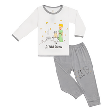 baa baa sheepz 抱抱羊 長袖家居套裝睡衣 露營款 小王子聯名款, 6~12個月, 小王子 白色 + 灰色