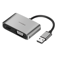 HAGiBiS 海備思 USB3.0轉HDMI + VGA + USB2.0三合一轉接器, UHV3, 1個