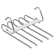 AHOYE 耐重魔術褲架 多層伸縮防滑褲架 節省空間衣物收納神器, 1個, 不鏽鋼色