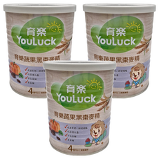 YouLuck 育樂 黑棗麥精, 促進食慾 排便順暢 4個月以上寶寶適用, 黑棗, 280g, 3罐