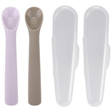 Dailylike BonBon 寶寶副食品湯匙組, 薰衣草紫色 + 可可色, 1組