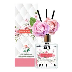 QiMart 法國精油玫瑰造型珪藻土擴香瓶，空氣清新劑, 棉麝香, 1件, 200ml