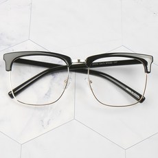 TheBrille 大尺寸半框金邊眼鏡 黑金色 男女通用, XXL(57~)