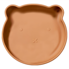 CUTOPIA 矽膠動物餐盤 100%食品級 安全無毒 耐溫範圍-40°C~220°C, 17.5 x 3cm, 暖暖熊 棕色, 1個