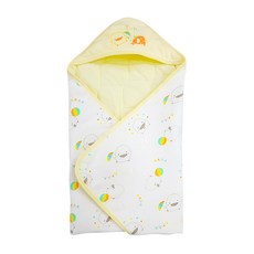 PiYOPiYO 黃色小鴨 小鴨叢林四季包巾，純棉材質，台灣製造，貼身舒適，W80 x L78 cm, 淺黃