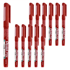 Pentel 飛龍文具 極細環保油性筆 NMF50 紅色, 12支