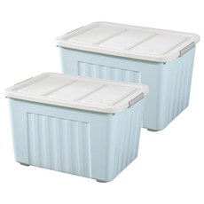AOTTO 創意傢俱 大容量滑輪彩色收納整理箱 收納箱 65L AL-011B 2個 , 52 x 38 x 34cm (底部46 x 32cm), 天空藍, 1組