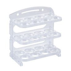 SHCJ 生活采家 可折疊三層24顆保鮮雞蛋架 PS材質 可冷藏, 展開19.3 x 10.7 x 20.3cm, 透明, 1個