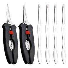 瑞典廚房 304不鏽鋼 吃蟹工具/大閘蟹工具組合 附收納盒, 1組, 不鏽鋼色, 蟹鉗 2支+ 蟹針 4支