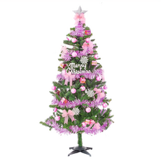 特仕幸福型裝飾聖誕樹 浪漫粉紅佳人系配件100燈LED燈暖白光*1 附控制器, 綠色+粉紅色