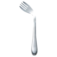 Aoyoshi 青芳 明朗系列輔助曲柄餐叉(右手持用) 輕型餐具 易於握持 易於餵食 易於清潔, 1支, 銀色