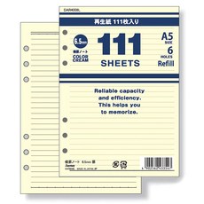 Raymay 藤井 橫格內頁 6.5mm橫罫 6孔 再生紙, 111頁, 1本, A5