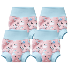 Splash About Brand New Happy Nappy 3D加強版 游泳尿布褲/尿布 粉紅動物園, L, 4件