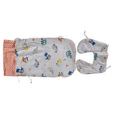 我家寶貝 嬰幼兒純棉防驚跳豆豆絨睡袋, 加厚新生兒抱被含保暖護肩 80*46cm, 恐龍汽車