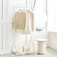 CASAMARU 移動式輕型掛衣架 簡約設計 穩固耐用 底部附置物架 輕鬆打造整潔居家空間, 白色, 650 x 400 x 1580mm