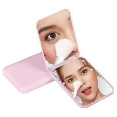 Couselect 2倍放大 LED補光方形隨身化妝鏡/美妝鏡/補妝鏡, 粉色