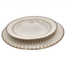 JUST HOME 羽藏骨瓷2件餐具組, 1組, 湯盤 + 大平盤, 米色