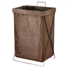 小麥購物 摺疊洗衣籃 附金屬架, 咖啡棕