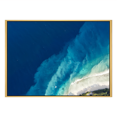 藍色沙瓦 海景裝飾畫, 木色