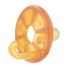 Richell 利其爾 矽膠安撫奶嘴, 一體成型 附收納盒, 可愛造型 色彩繽紛, 0~3個月, 橘子, 1個