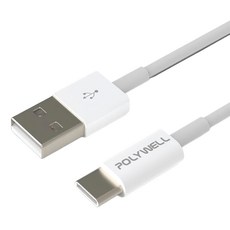 POLYWELL 寶利威爾 Type-A-C 安卓快充線 PW15-W45-M670, 1m, 白色, 1條