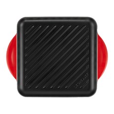 LE CREUSET 雙耳正方鐵烤盤 櫻桃紅 24cm 鑄鐵烤盤 平底煎鍋, 1個
