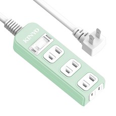 Kinyo 1開4插安全延長線, 3.6m, 綠色, 1條