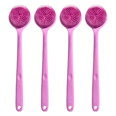 矽膠洗澡洗背刷, 38x8x3.5cm, 粉紅佳人, 4支