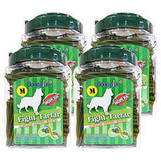 Boneplus 超效螺旋六星潔牙棒, M號, 促進口腔健康, 360度旋轉清潔, 草本, 600g, 4桶