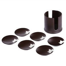 PUSH! 品茗喝茶具 電木茶具配件套組 楓葉款杯墊, 方形, 1組